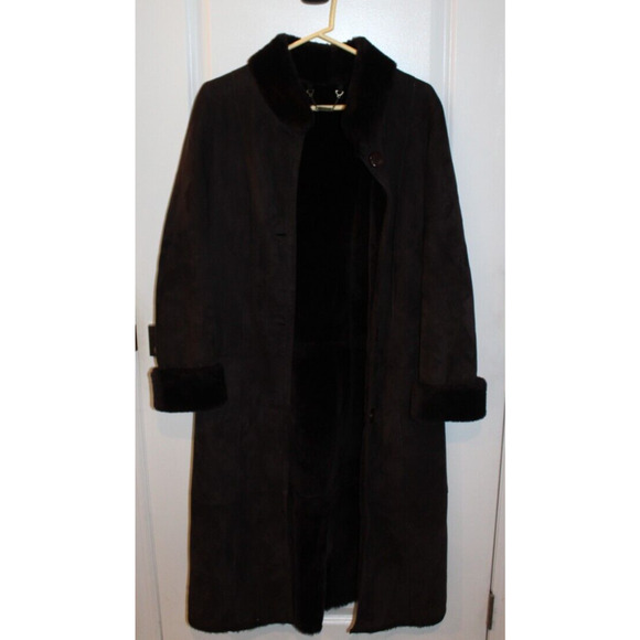 Manzari New York Brown Shearling Spanish Merino Fur Coat Jacket Size 38 - Picture 2 of 12